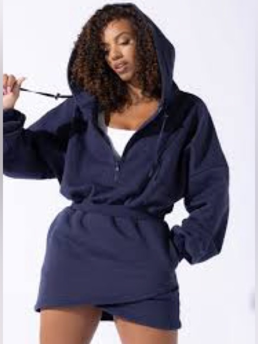 Popflex Game Day Dress in navy blue hooded. Size S/M.